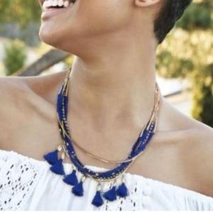 Stella & Dot Tulum Tassel Necklace-Gold/Royal $98